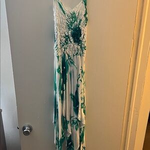 Green and White Floral Maxi Dress